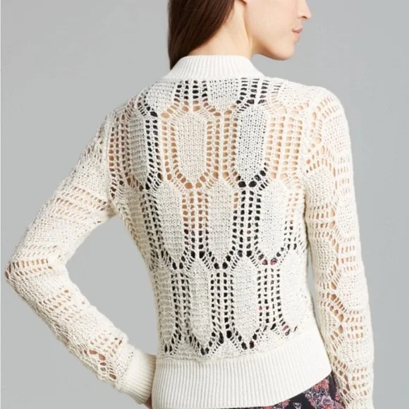 Free People White Lace zipper Crochet Cardigan - Picture 2 of 11